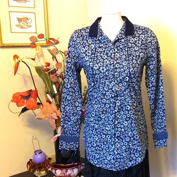 NWT NH NADINE H Women’s Multi Color Printed Floral Pleated Long Sleeve Blouse 38 - Picture 4 of 10